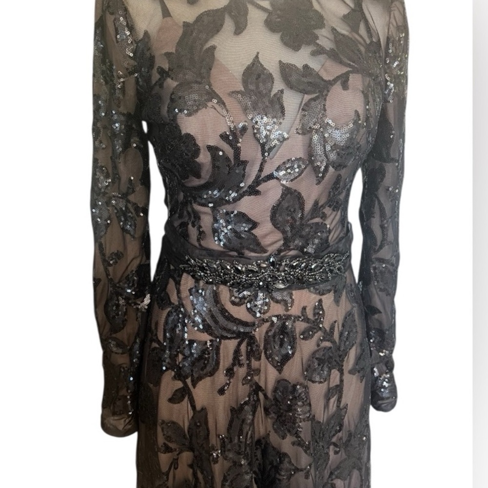 Dress the Population Elegant Ava sequin floral Black Gown size medium M - Picture 9 of 17